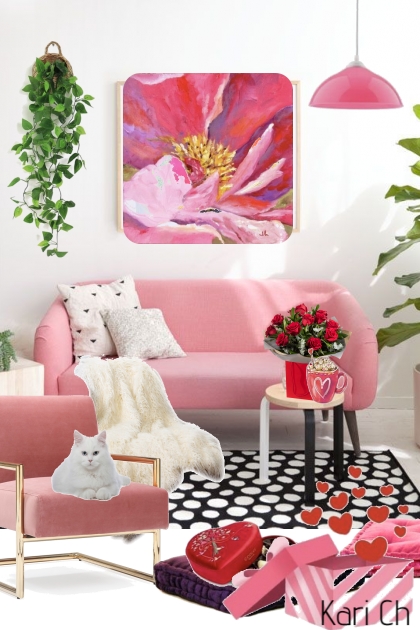 Stue med rosa sofa 