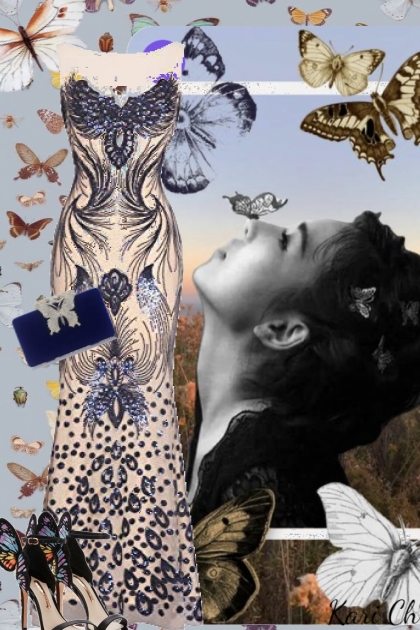 Sid kjole med sommerfugler - Модное сочетание