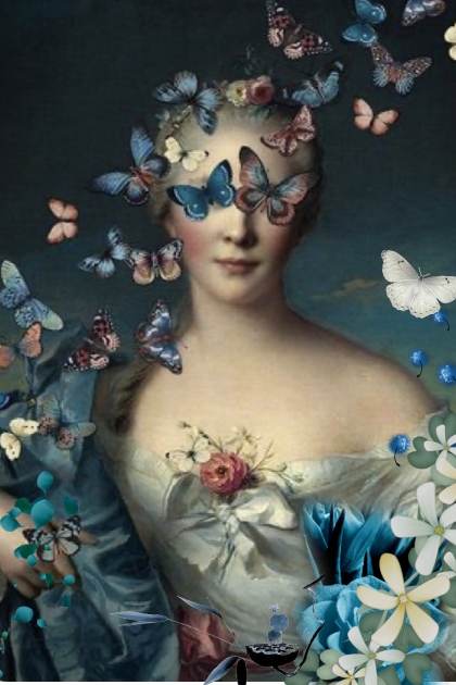 Dame med sommerfugler 15-4--- Fashion set