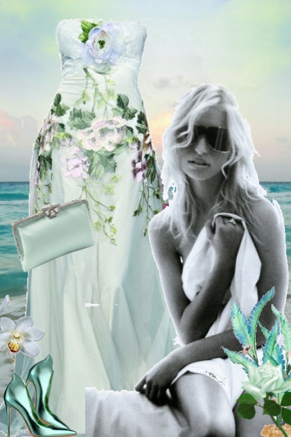 Sid kjole med hvite blomster - Combinazione di moda