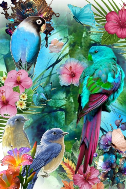 Blomster og fugler ---- Fashion set