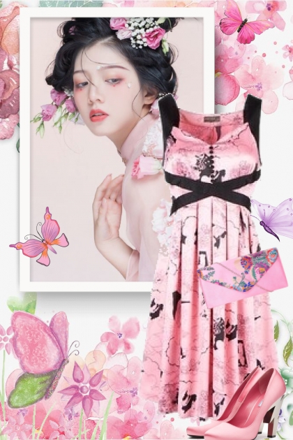 Rosa kjole 14-5- combinação de moda