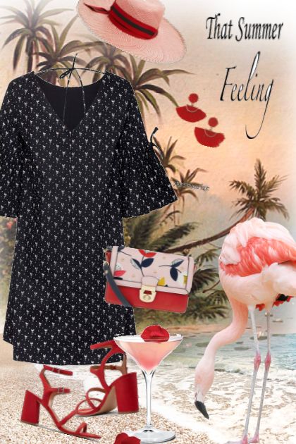 Flamingo Print Tunic- Modna kombinacija