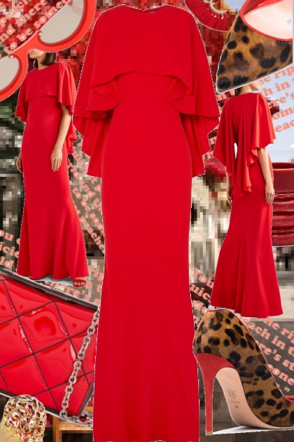 Alexander McQueen Cape-effect crepe gown- Modna kombinacija