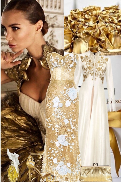 White and Gold Glamour - Combinazione di moda