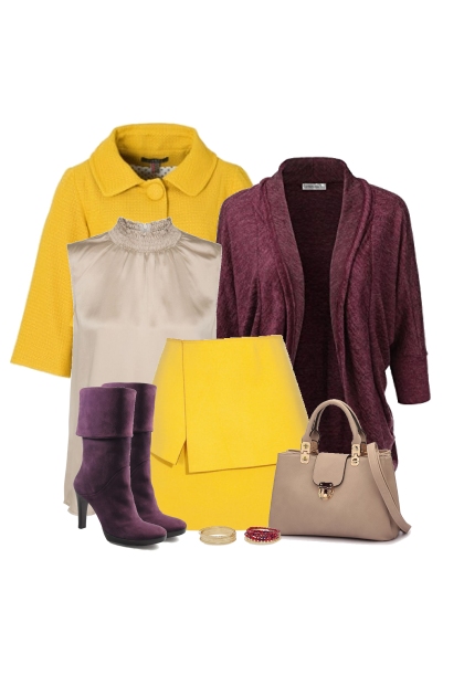 Burgundy, Yellow and Beige- Fashion set