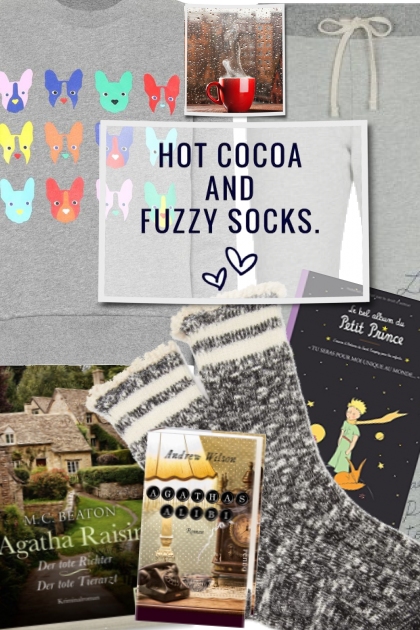 hot cocoa, fuzzy socks and good books- Модное сочетание