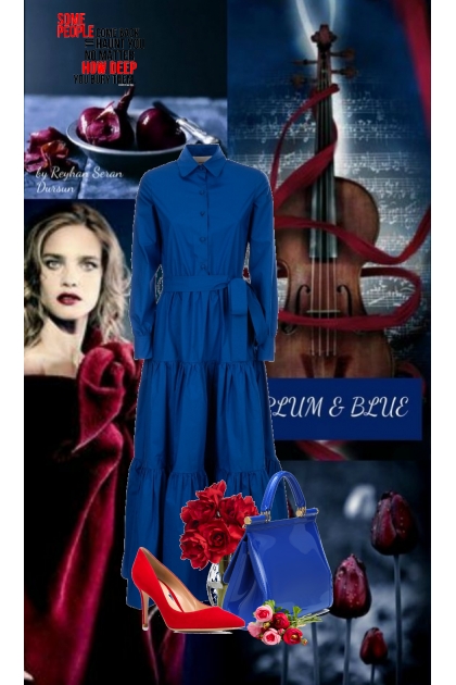 plum & blue- Modna kombinacija