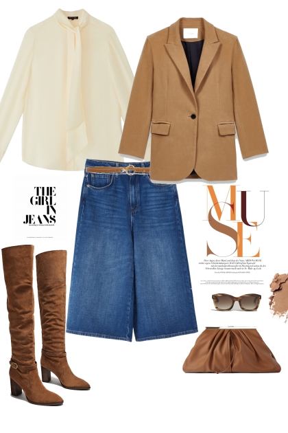 Denim culotte- combinação de moda