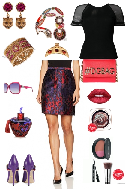 PURPLE  AND RED PRINTS- Fashion set