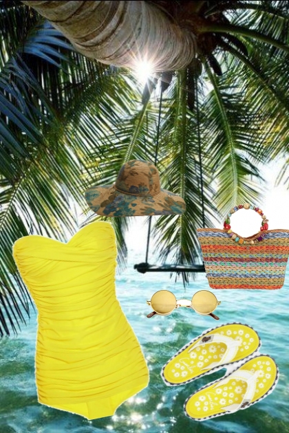 TROPICAL VACATION IN YELLOW SWIMSUIT