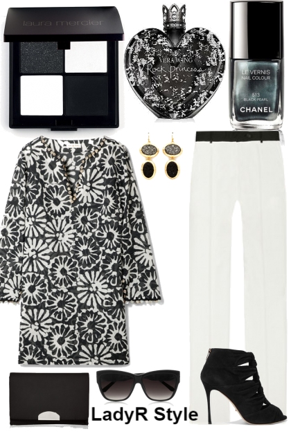 Fall Black and White Work Casual- combinação de moda