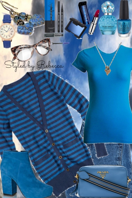 Work Casual In Blue- Fashion set