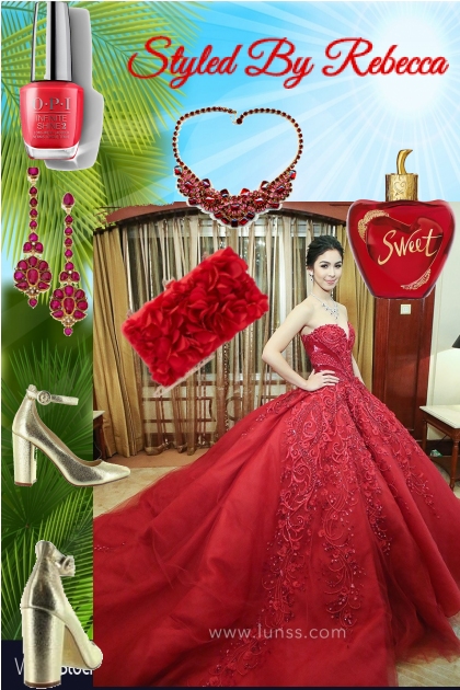 Asia Beauty in Red- Fashion set