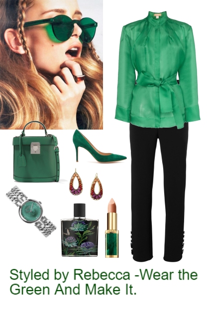 Wear The Green And Make It - Fashion set