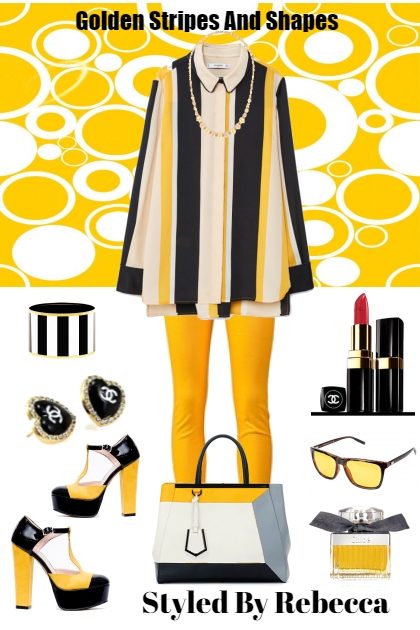 Golden Stripes And Shapes- Combinaciónde moda