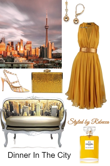 Golden Dinner Date- Fashion set