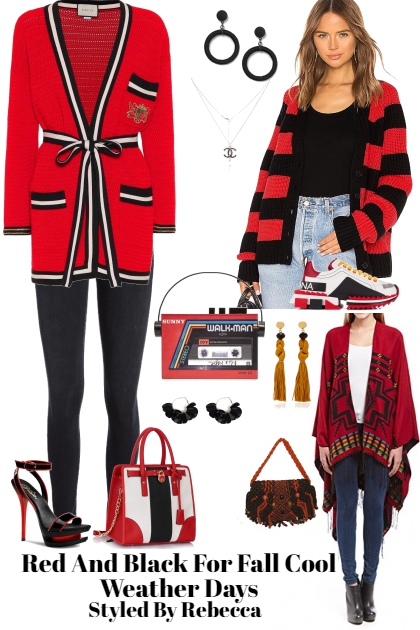 Red Black Looks For cool Weather Fall Wear- Kreacja