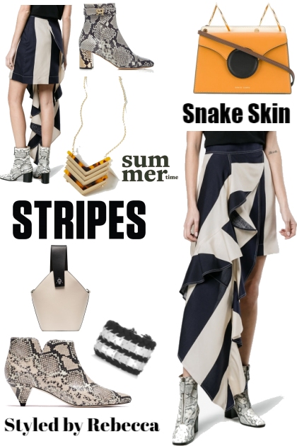 Snake Skin and Stripe Skirts- Combinazione di moda