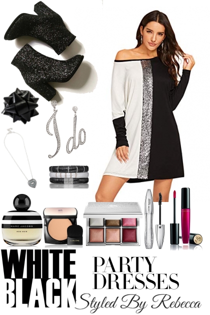 White Black Party Dresses- Modna kombinacija