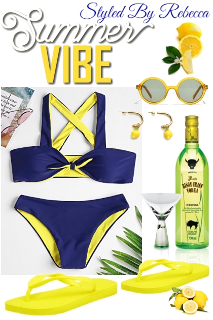 Summer Vibe -Blue and Neon Yellow- combinação de moda