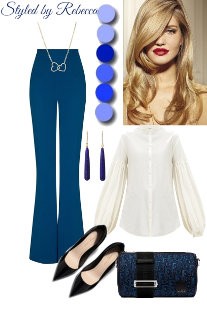 simple casual work with blue- Fashion set