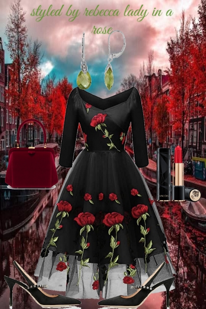 lady in a rose- combinação de moda