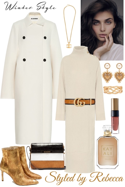 winter white and cream- Combinazione di moda