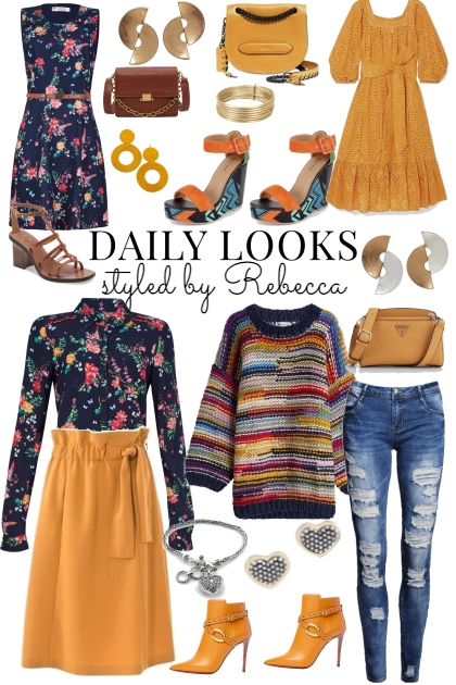 Mustard gold looks- Fashion set