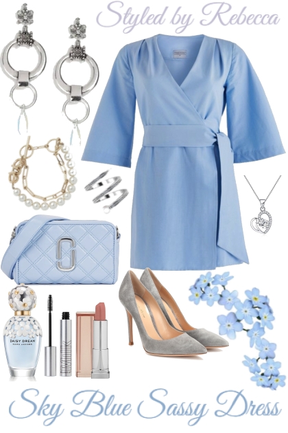 Sky Blue Sassy Dress- Combinaciónde moda