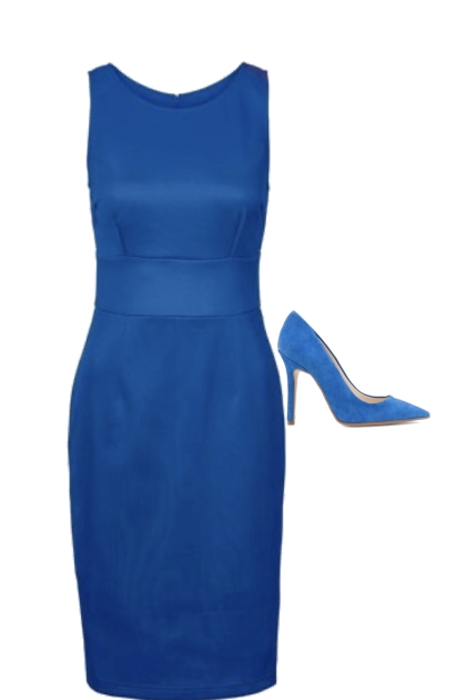 6am blue work dress- Modekombination