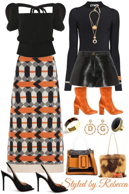 Orange and Black Mix- combinação de moda