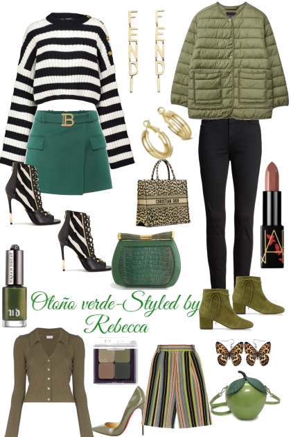 Otoño verde street style- combinação de moda