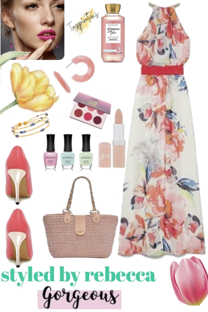 summer inspirations of pink floral- Fashion set