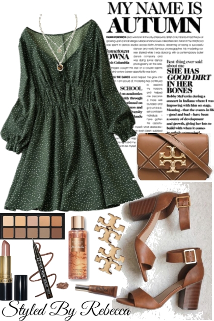Autumn Green Dress- Fashion set