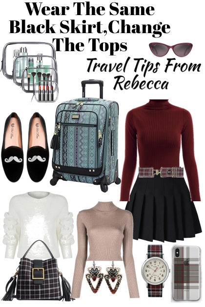 Black Skirt Travel- combinação de moda