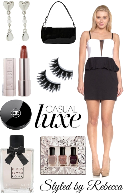 Black And White Casual Luxe Party Dress- combinação de moda