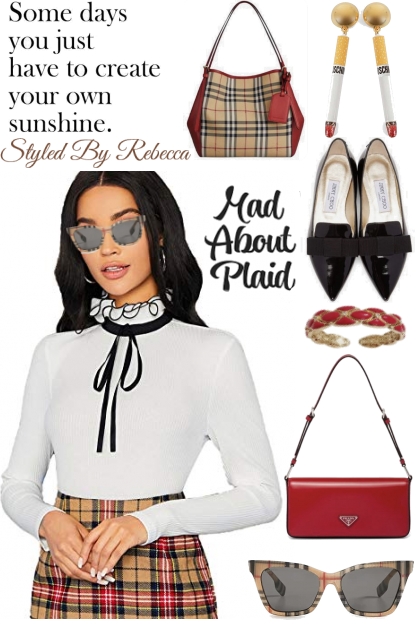 Plaid Skirt And T-Shirt Blouse Style