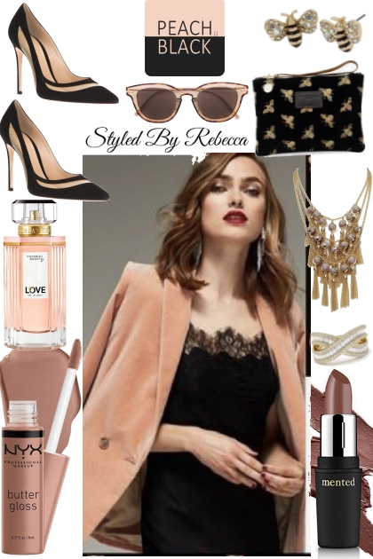 Add Some Peach And Black To Your Style- Fashion set