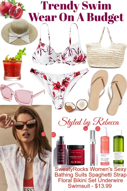 Spaghetti Strap Floral Bikini Set - Modna kombinacija