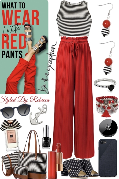 Red Pants to Work Day- Combinazione di moda