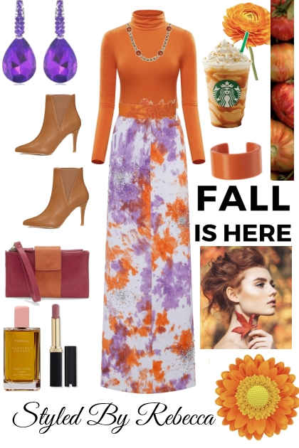 Fall Cute Girl Orange Looks- combinação de moda
