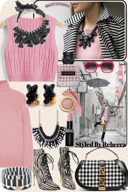 Brace YourSelf Pink And stripes- combinação de moda