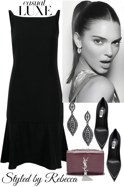Casual luxe little black fall dress