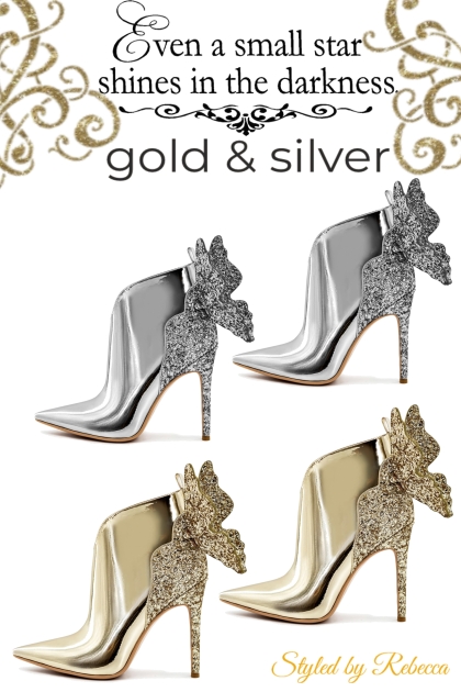 Silver and Gold Cuff Boots- Modna kombinacija