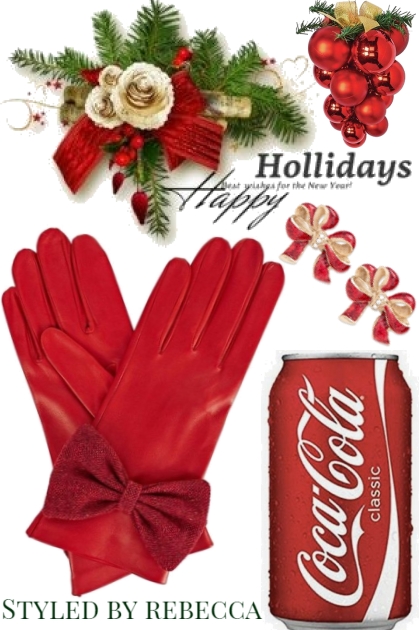 Holiday Gloves-Red Bow- Combinaciónde moda