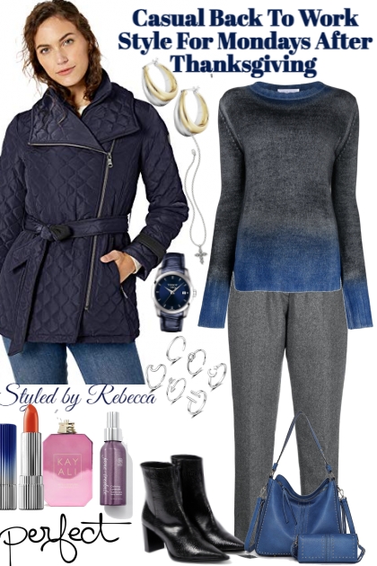 Casual Blue and Grey Monday- Combinaciónde moda