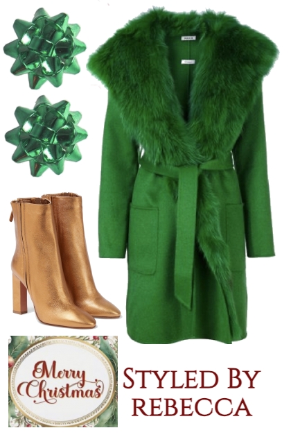 Christmas Green Collar Coat- combinação de moda