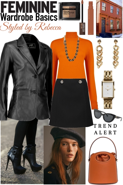 Orange & Black Street Winter Style- Modna kombinacija
