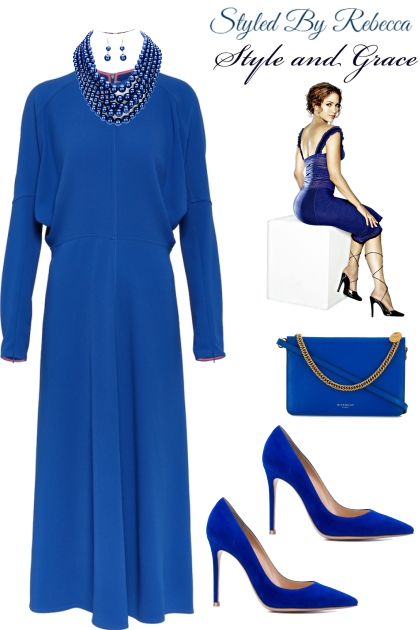 Blue Dress At The Church Dinner- Модное сочетание